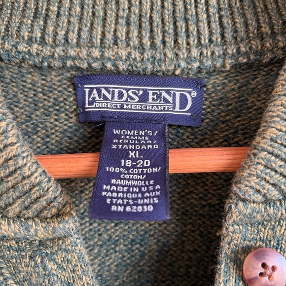 Vintage Land’s End green cotton v-neck sweater - Picture 2 of 4